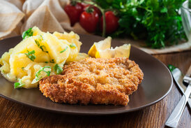 Homemade breaded viennese schnitzel